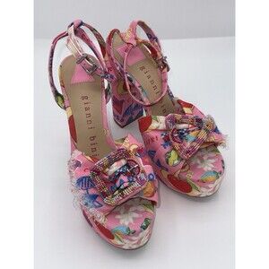 Gianni Bini Tobias Printed Line Buckle Platform Dress Sandals Size 8.5 NWOB
